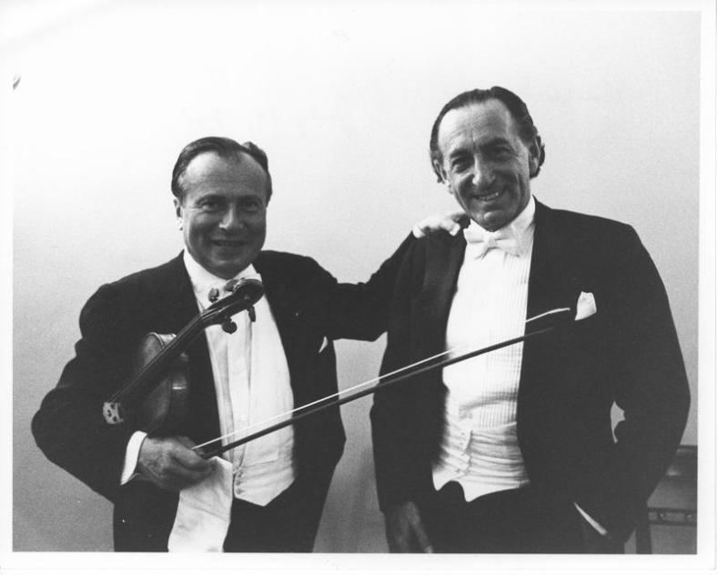 Henryk Szering e Gyorgy Sandor prima di un recital alla University Musical Society di Ann Arbor, il 24 luglio 1978